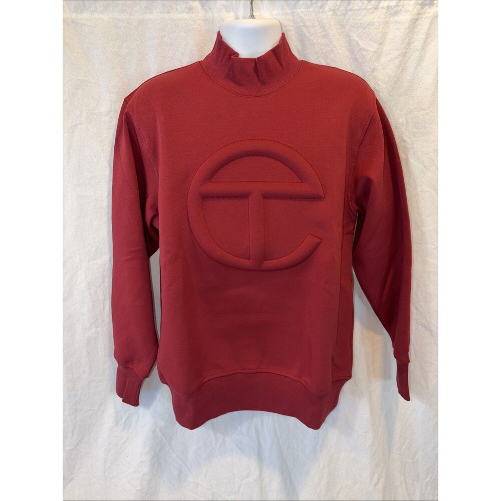 Telfar Mock Neck Embossed Red Sweatshirt Men's Size Medium New With Tags